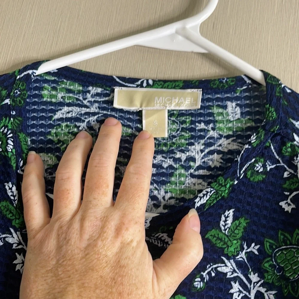 Michael kors blue green floral tiered ruffle navy style top xsmall - Picture 4 of 4